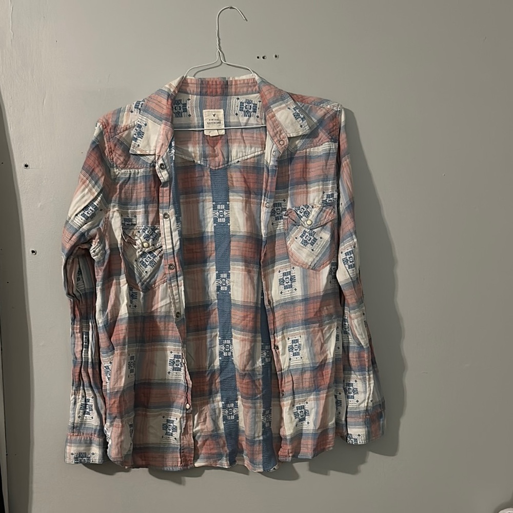 American Eagle Plaid Button-Up Shirt